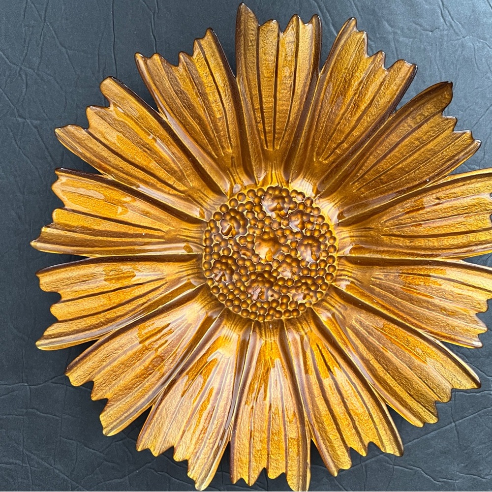 Gold Sunflower Decorative Plate